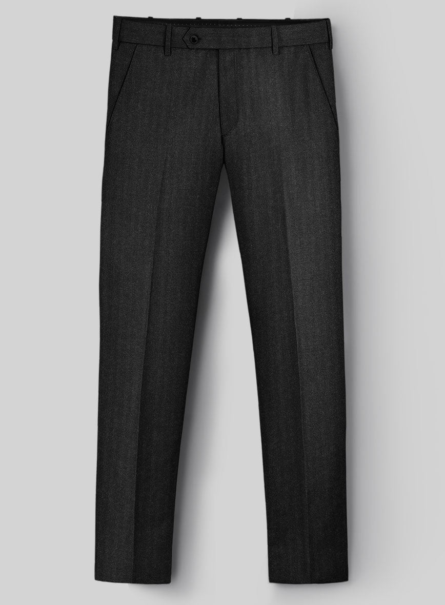 Hardy Minnis Charcoal Herringbone Wool Suit - StudioSuits