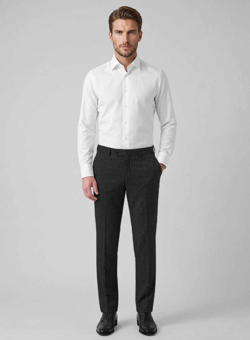 Hardy Minnis Charcoal Herringbone Wool Suit - StudioSuits