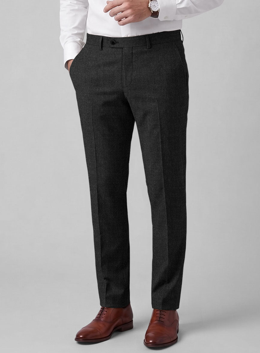 Hardy Minnis Charcoal Sharkskin Wool Pants - StudioSuits