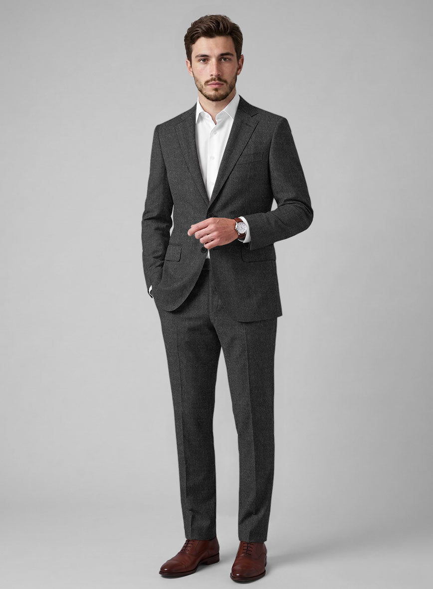 Hardy Minnis Charcoal Sharkskin Wool Suit - StudioSuits