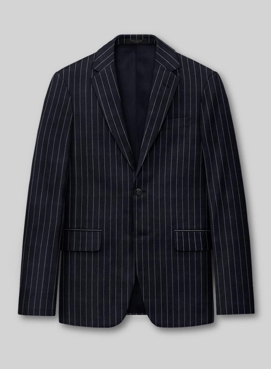 Hardy Minnis Deep Blue Rope Stripe Wool Jacket - StudioSuits