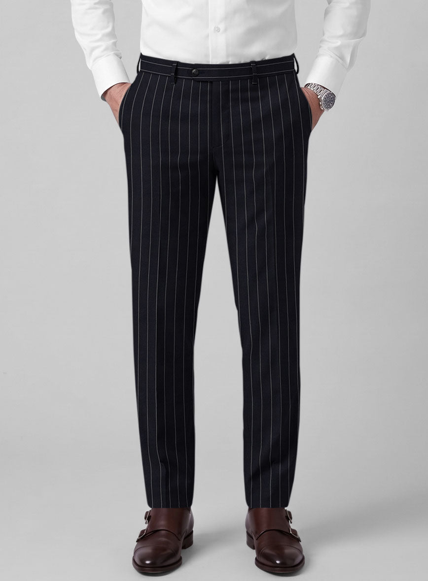 Hardy Minnis Deep Blue Rope Stripe Wool Pants - StudioSuits