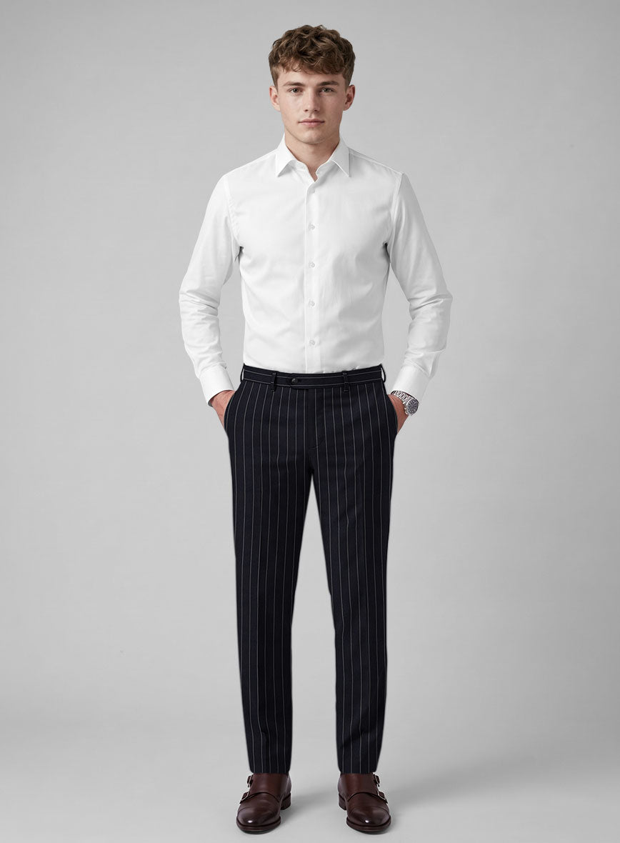 Hardy Minnis Deep Blue Rope Stripe Wool Pants - StudioSuits