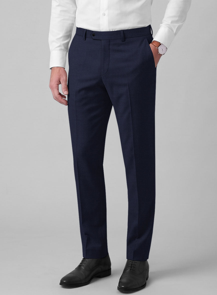 Hardy Minnis Navy Blue Twill Wool Pants - StudioSuits