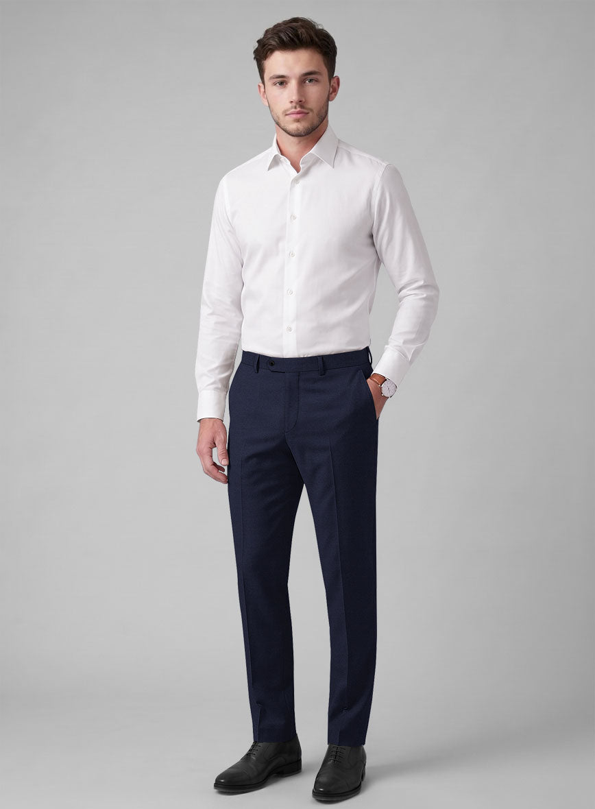 Hardy Minnis Navy Blue Twill Wool Pants - StudioSuits