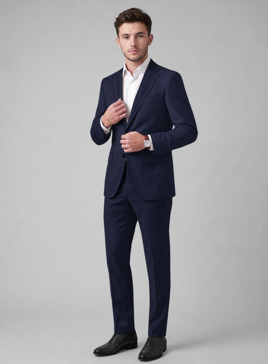 Hardy Minnis Navy Blue Twill Wool Suit - StudioSuits