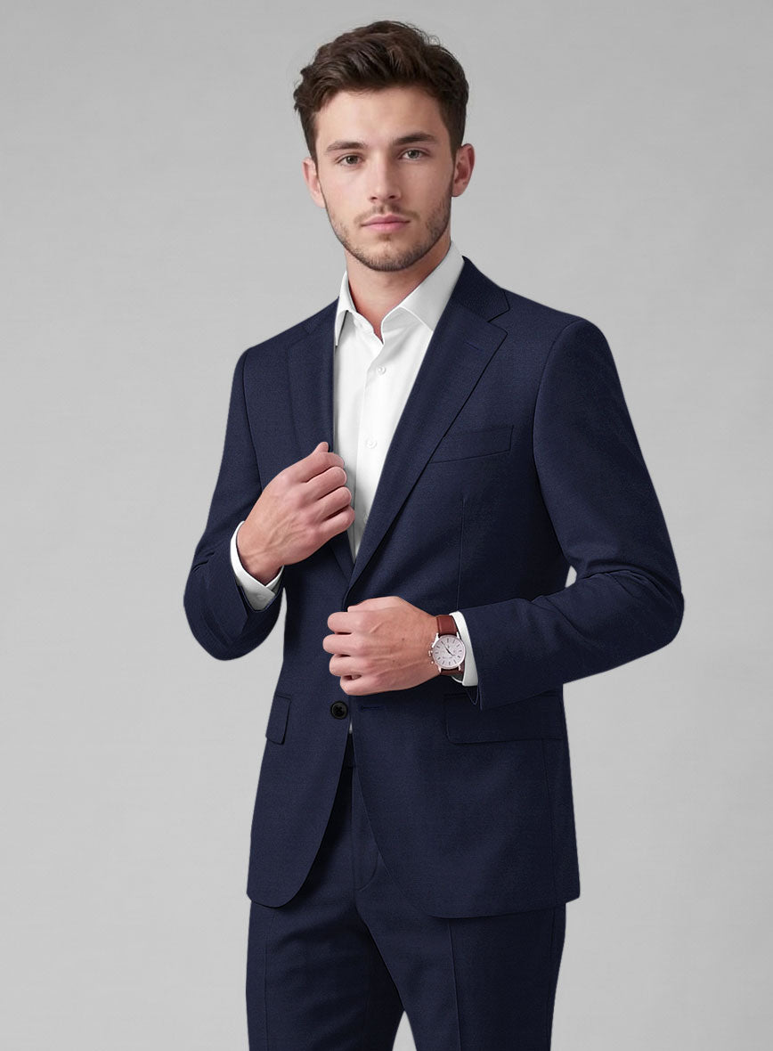 Hardy Minnis Navy Blue Twill Wool Suit - StudioSuits