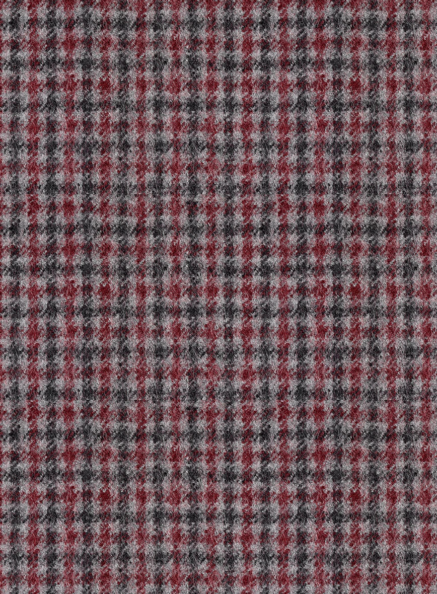 Highlander Heavy Maroon Houndstooth Tweed Jacket - StudioSuits