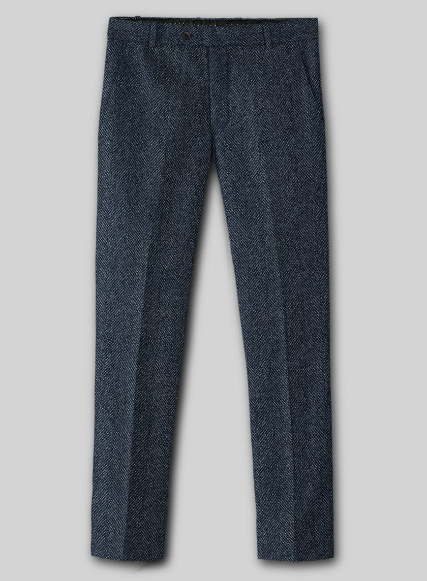 Highlander Heavy Blue Herringbone Tweed Pants - StudioSuits