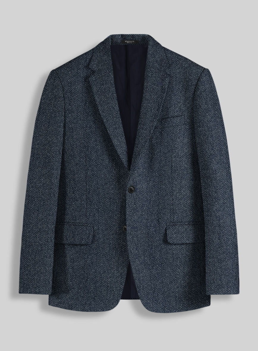 Highlander Heavy Blue Herringbone Tweed Jacket - StudioSuits