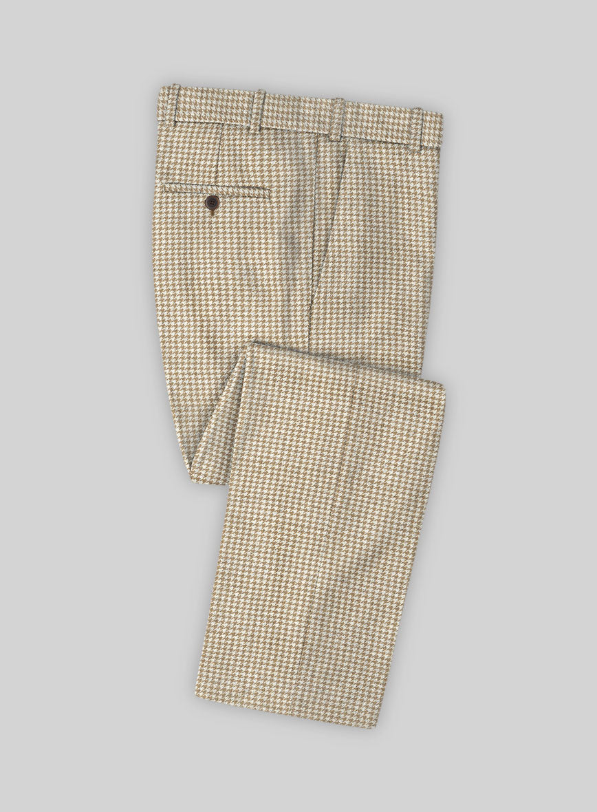 Highlander Heavy Beige Houndstooth Tweed Pants - StudioSuits