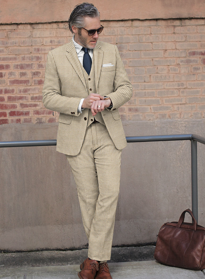 Highlander Heavy Beige Houndstooth Tweed Suit - StudioSuits