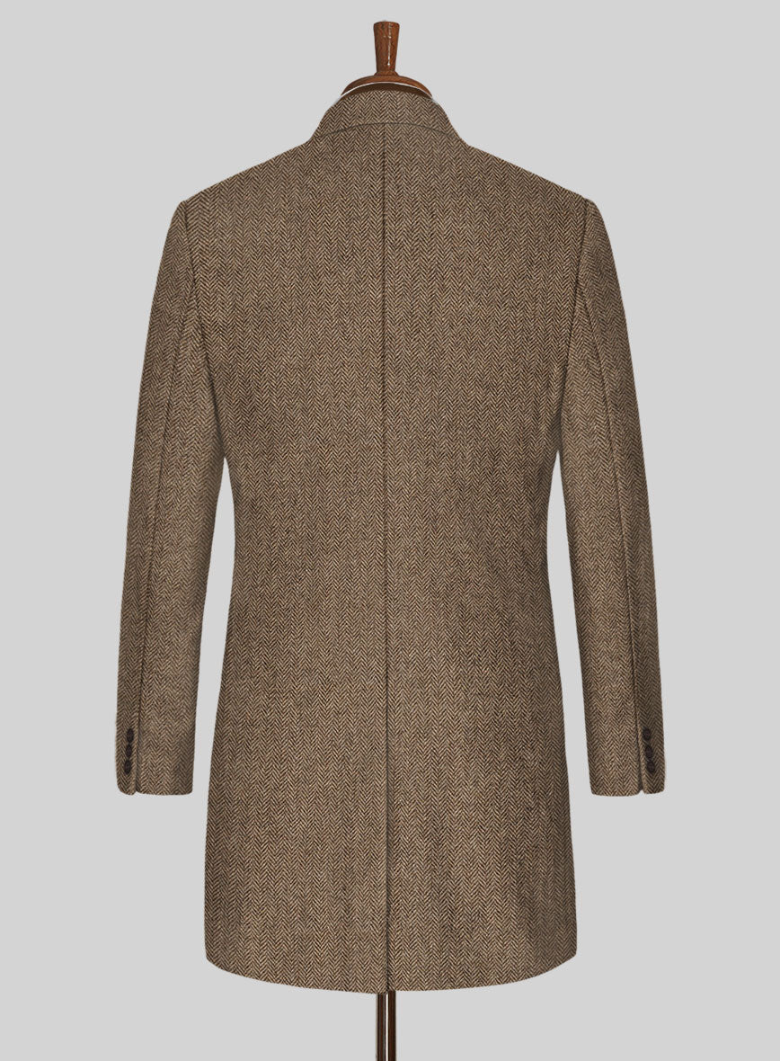 Irish Brown Herringbone Tweed Overcoat – StudioSuits