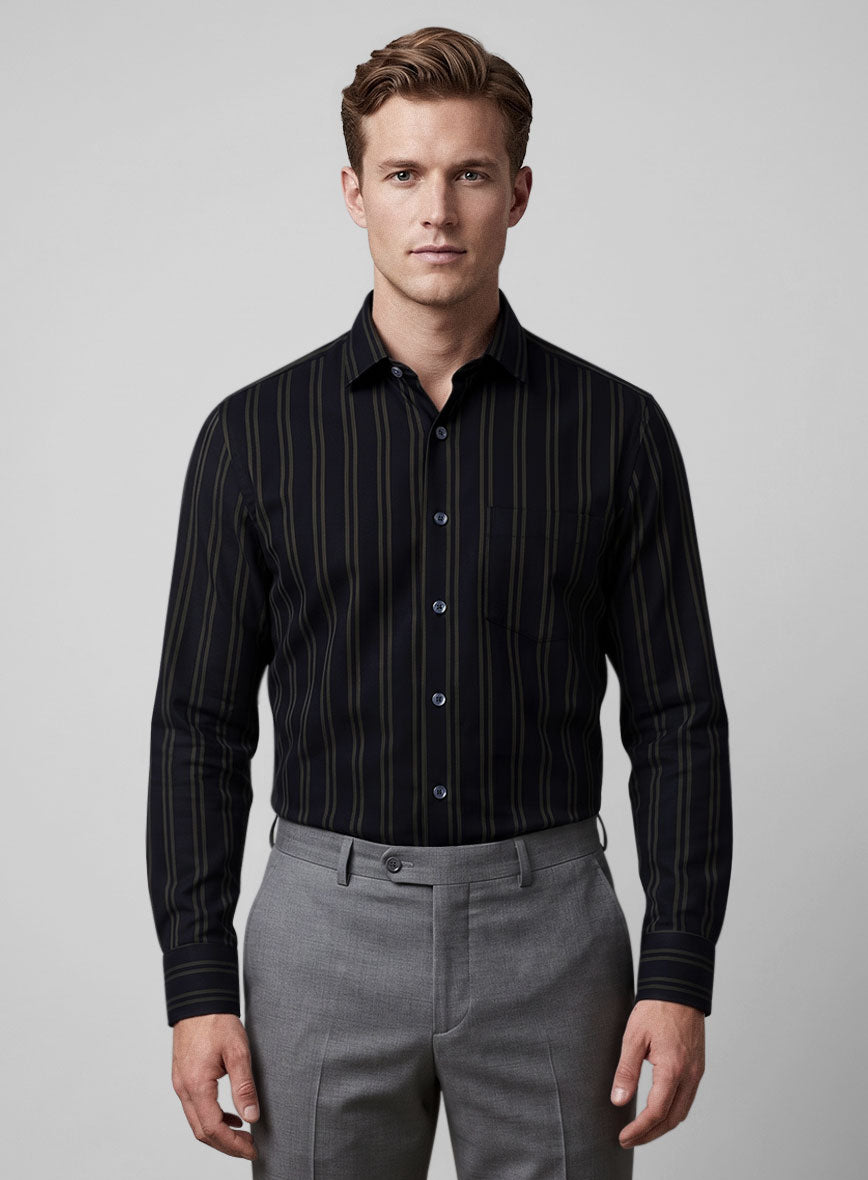 Italian Blue Wide Stripe Shirt - StudioSuits
