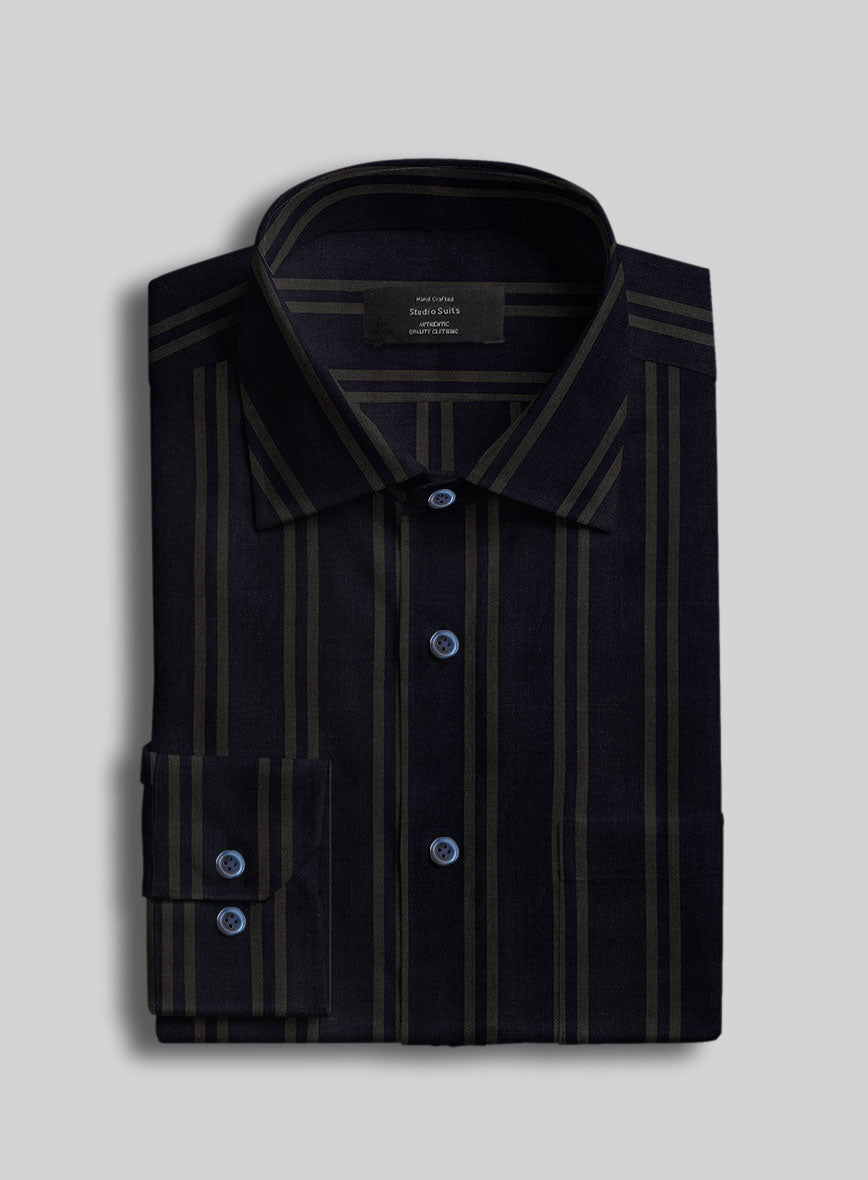 Italian Blue Wide Stripe Shirt - StudioSuits