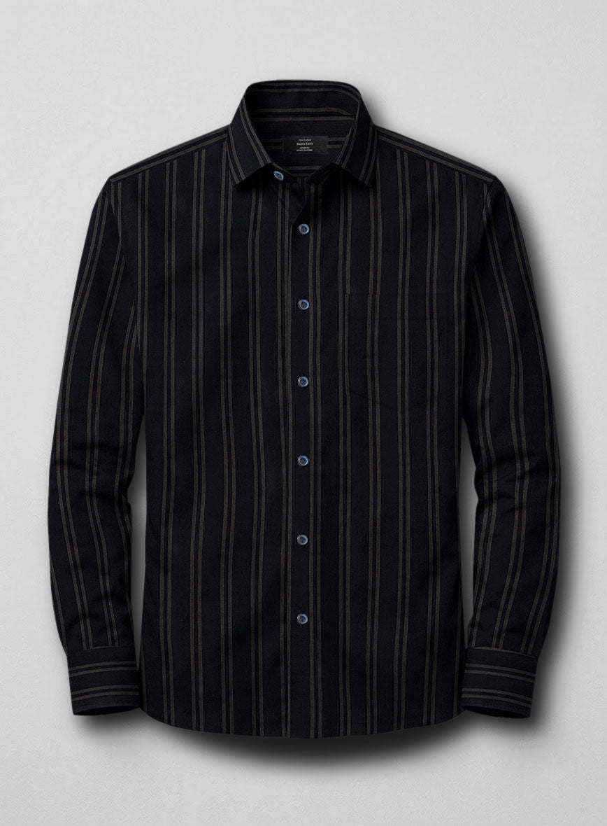Italian Blue Wide Stripe Shirt - StudioSuits