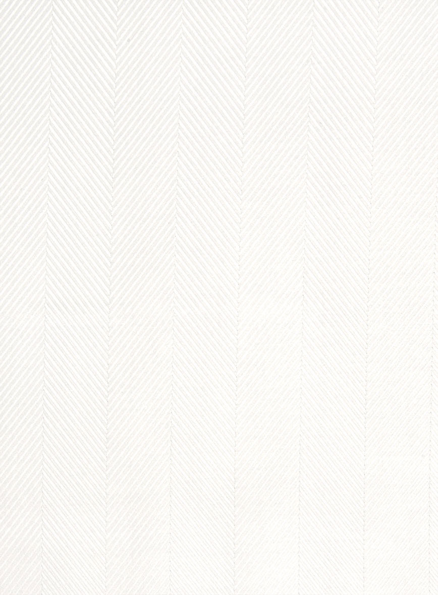Italian Off White Wide Herringbone Shirt - StudioSuits