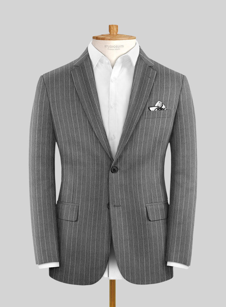 Italian Afito Gray Chalkstripe Flannel Suit - StudioSuits