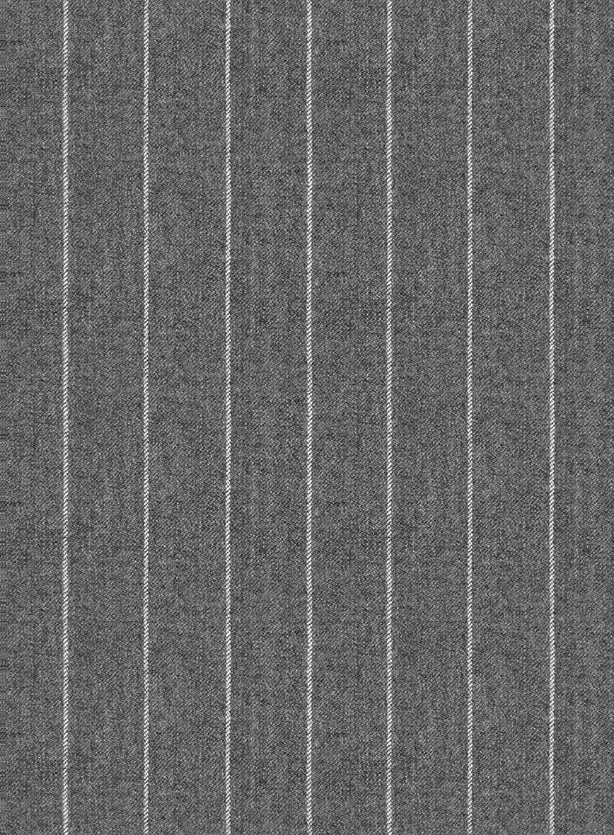 Italian Afito Gray Chalkstripe Flannel Suit - StudioSuits