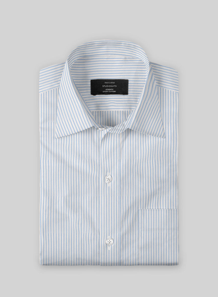 Italian Blue Candy Stripe Shirt - StudioSuits