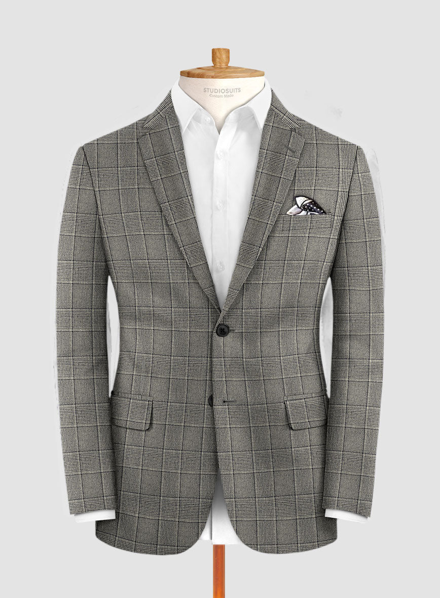 Italian Brown Prince Of Wales Flannel Suit - StudioSuits