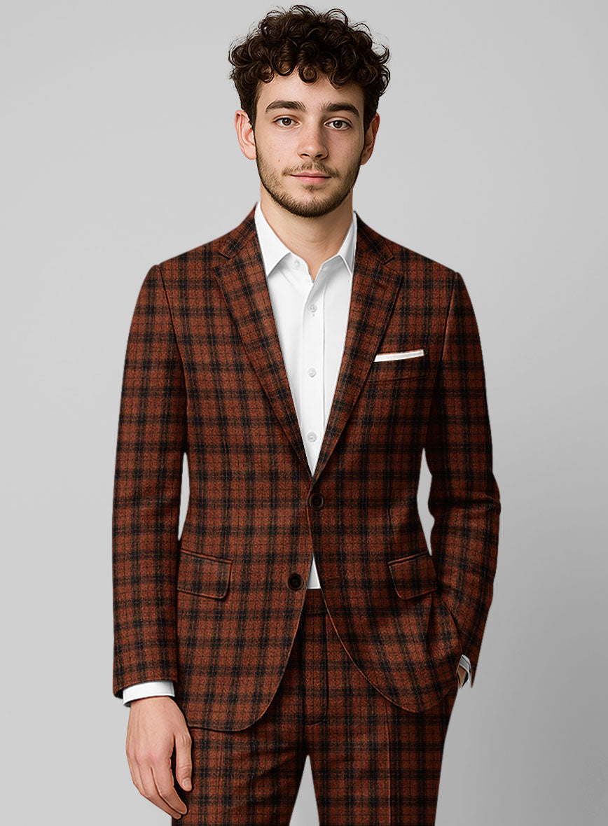 Italian Claretburn Check Tweed Jacket - StudioSuits