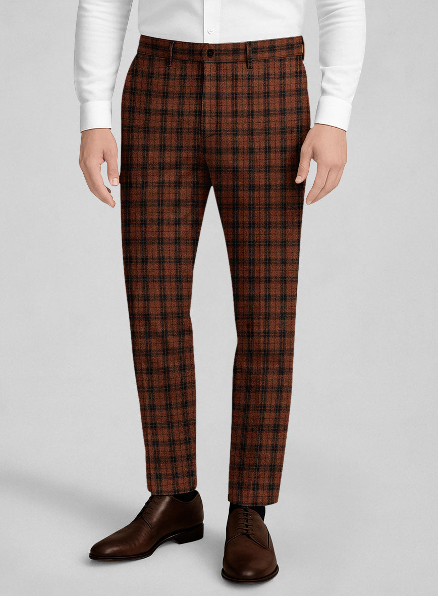 Italian Claretburn Check Tweed Pants - StudioSuits
