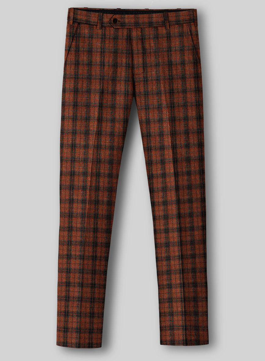 Italian Claretburn Check Tweed Pants - StudioSuits