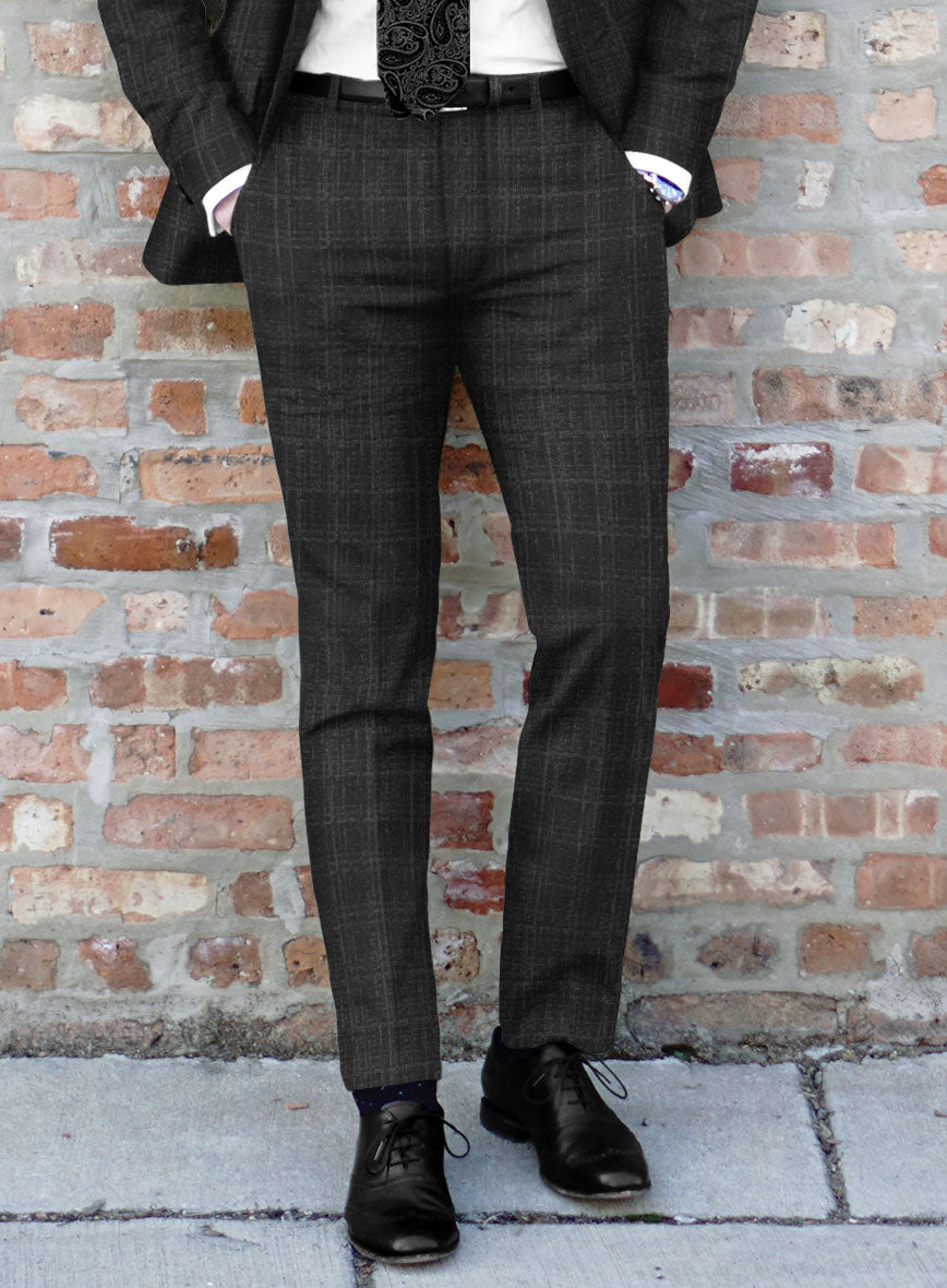 Italian Ecar Black Checks Flannel Pants - StudioSuits