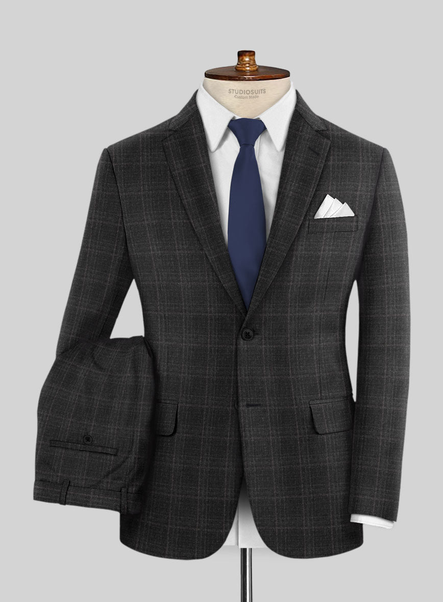 Italian Ecar Black Checks Flannel Suit - StudioSuits