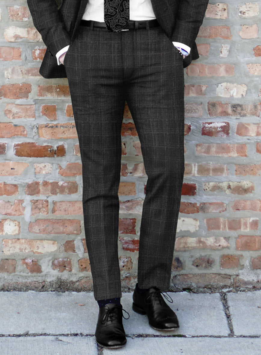Italian Ecar Black Checks Flannel Suit - StudioSuits