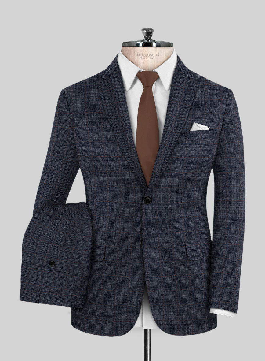 Italian Flick Blue Checks Flannel Suit - StudioSuits