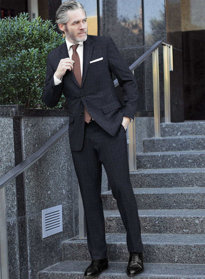 Italian Flick Blue Checks Flannel Suit - StudioSuits