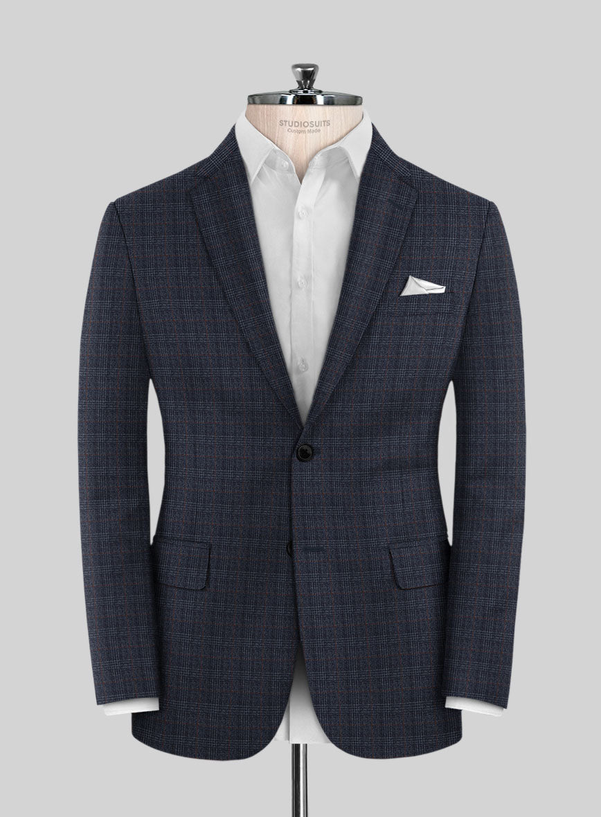 Italian Flick Blue Checks Flannel Suit - StudioSuits