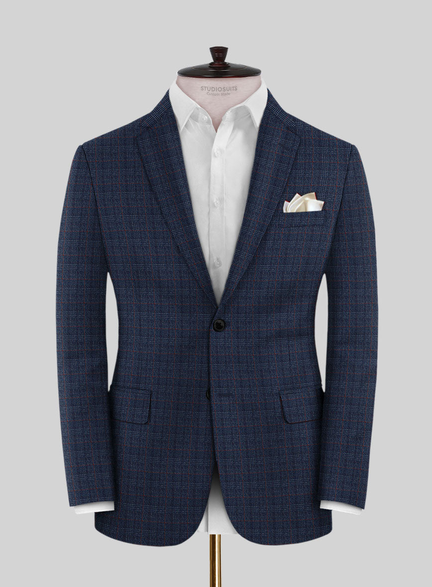 Italian Flick Dark Blue Checks Flannel Jacket - StudioSuits