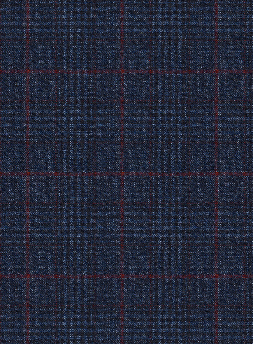 Italian Flick Dark Blue Checks Flannel Pants - StudioSuits