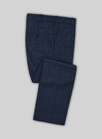 Italian Flick Dark Blue Checks Flannel Pants - StudioSuits