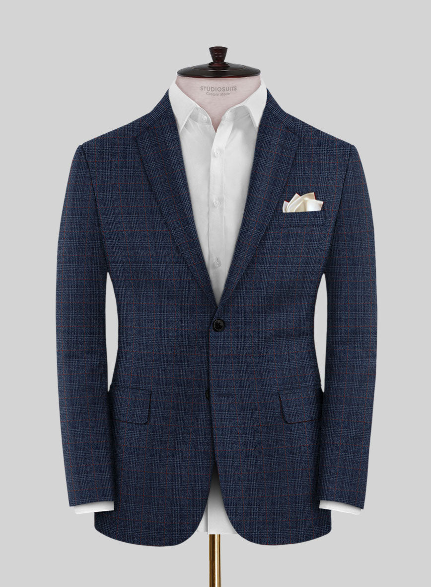 Italian Flick Dark Blue Checks Flannel Suit - StudioSuits