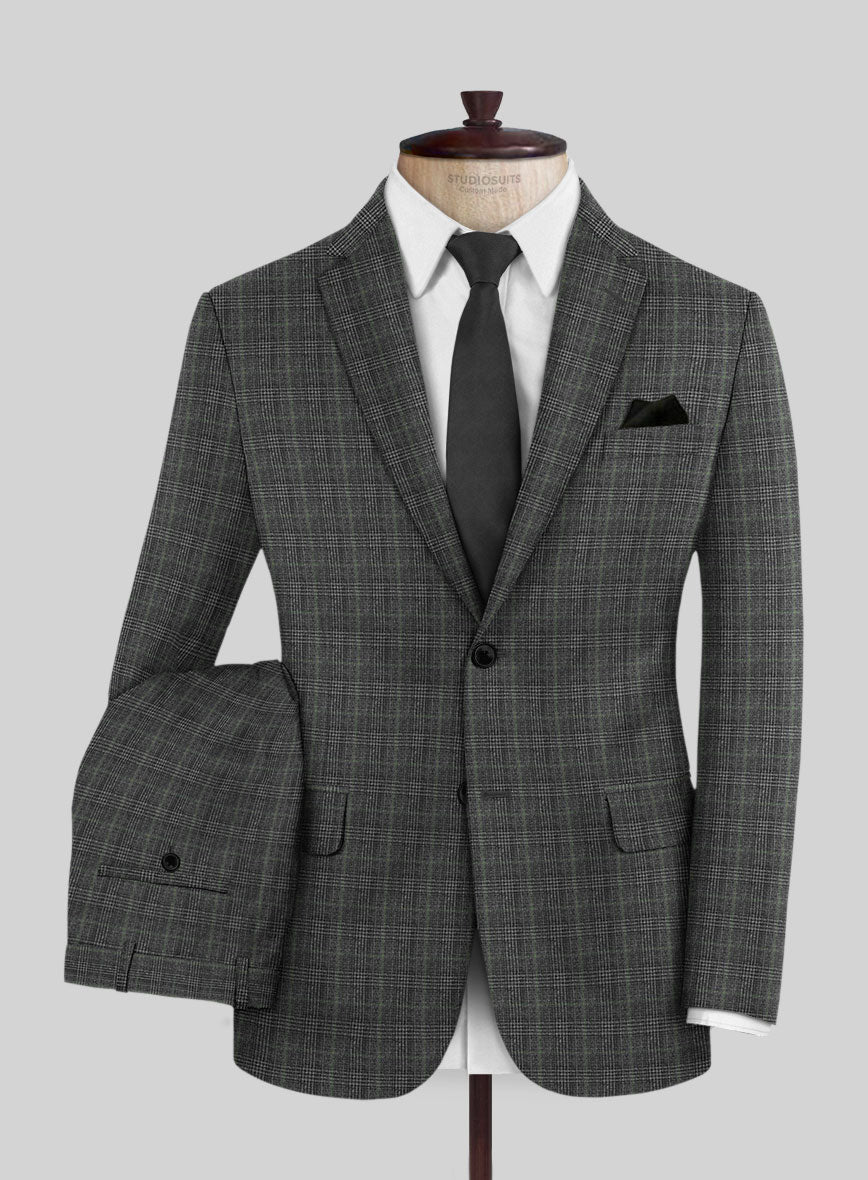 Italian Flick Gray Checks Flannel Suit - StudioSuits