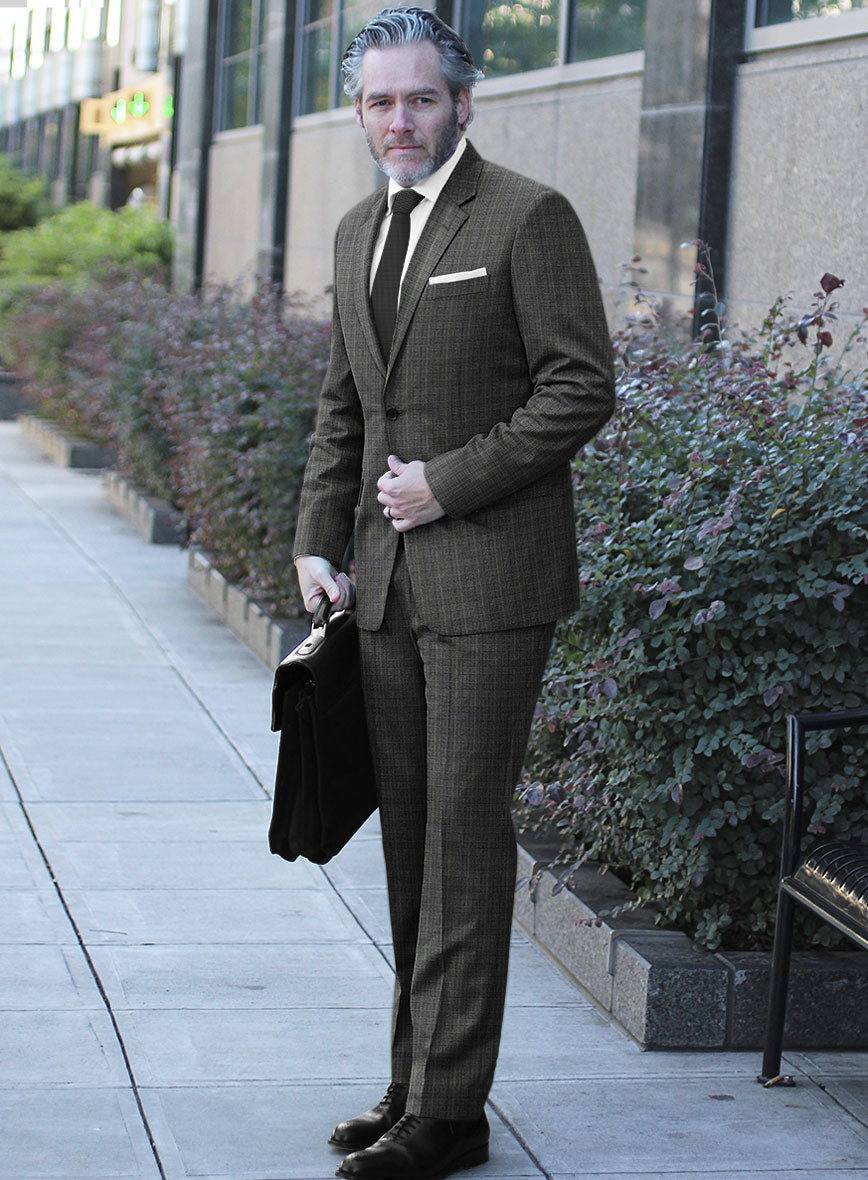 Italian Flick Gray Checks Flannel Suit - StudioSuits