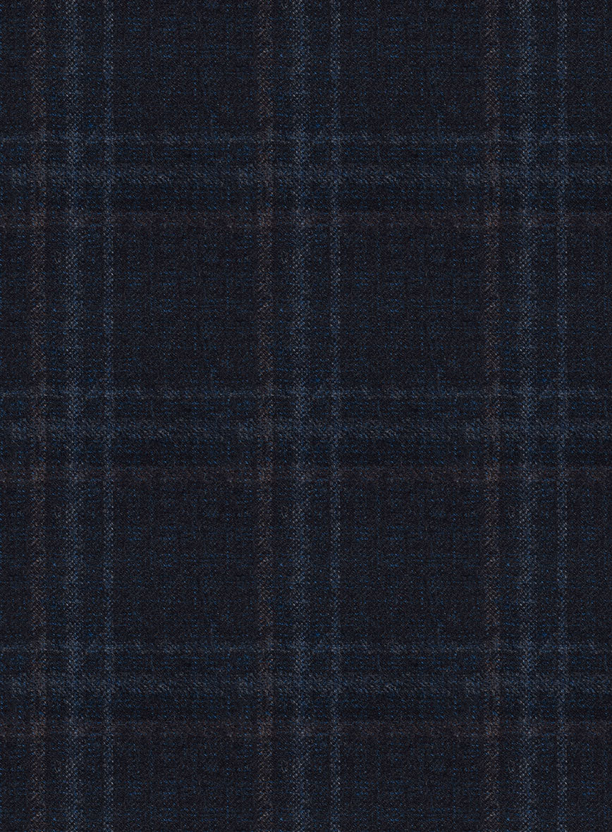 Italian Gaze Blue Checks Flannel Pants - StudioSuits
