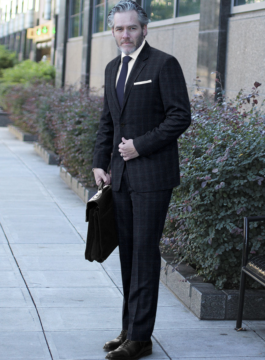 Italian Gaze Blue Checks Flannel Suit - StudioSuits