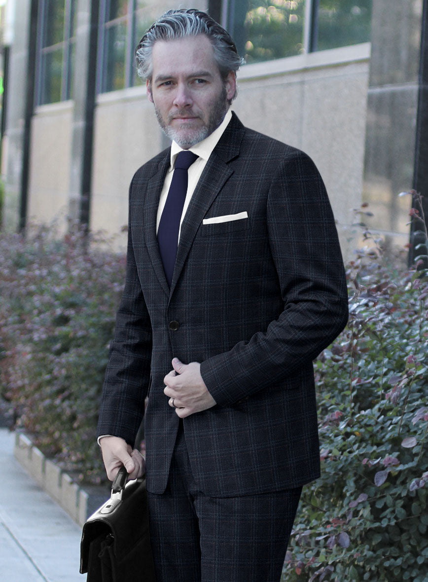Italian Gaze Blue Checks Flannel Suit - StudioSuits