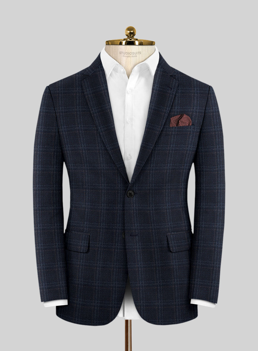Italian Gaze Blue Checks Flannel Suit - StudioSuits