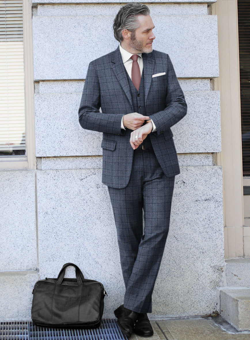 Italian Glee Blue Checks Flannel Suit - StudioSuits