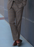 Italian Glee Brown Checks Flannel Pants - StudioSuits