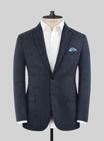 Italian Harna Blue Herringbone Flannel Suit - StudioSuits