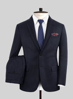 Italian Harna Dark Blue Herringbone Flannel Suit - StudioSuits