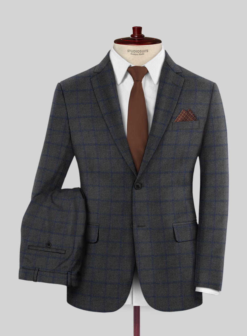Italian Jamen Gray Checks Flannel Suit - StudioSuits