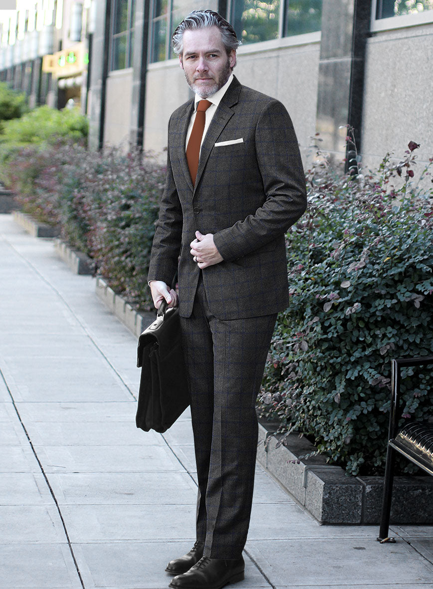 Italian Jamen Gray Checks Flannel Suit - StudioSuits